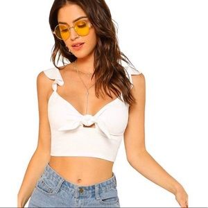 Shein Tie Front Ruffle Crop Tank